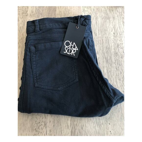 Chaser Canvas Utility Frayed Hem Lace-up Detail Black Pants - M - Picture 6 of 7